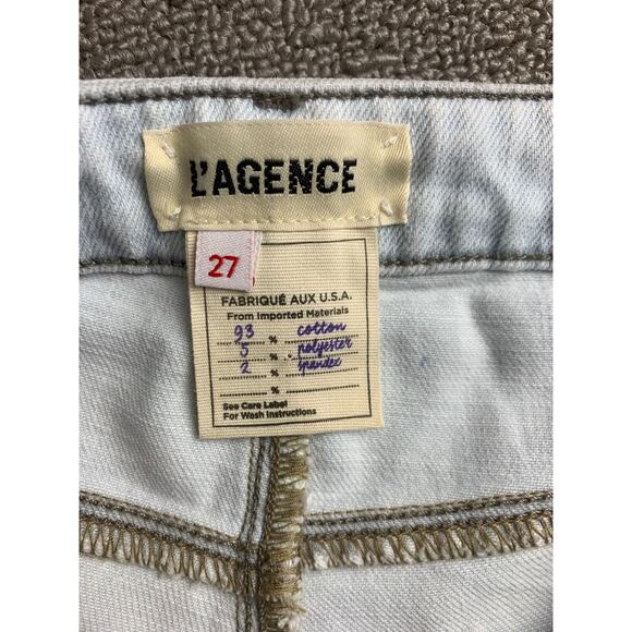 L‘Agence Women’s Sz 27 White Distressed Fringe High Rise High Line Skinny Jeans - Picture 3 of 14